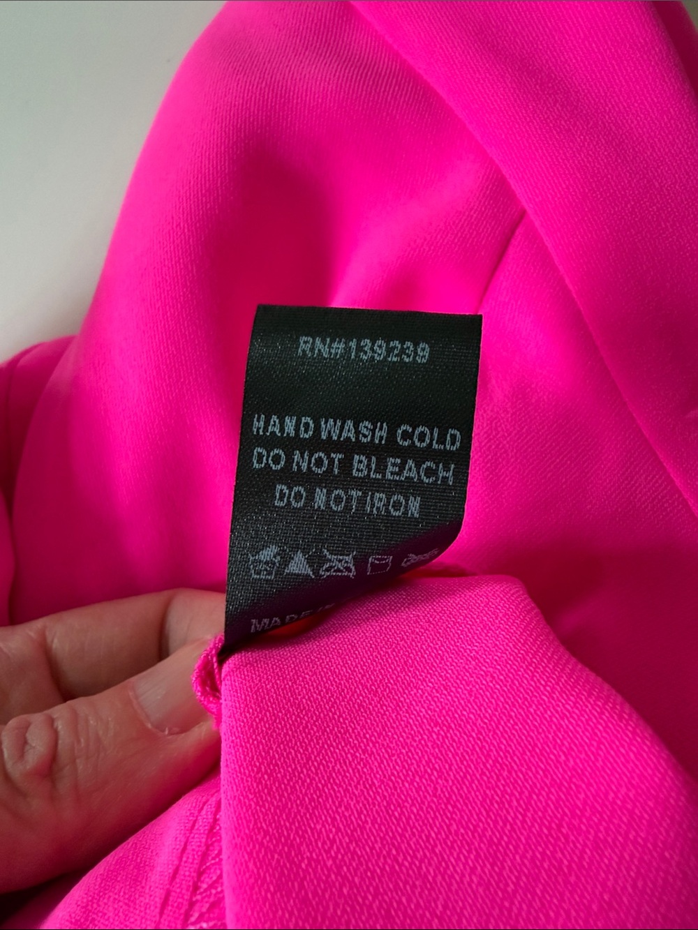 NWT TUCKERNUCK POMANDER PLACE mini dress size L electric pink smocked cuff - Picture 6 of 7
